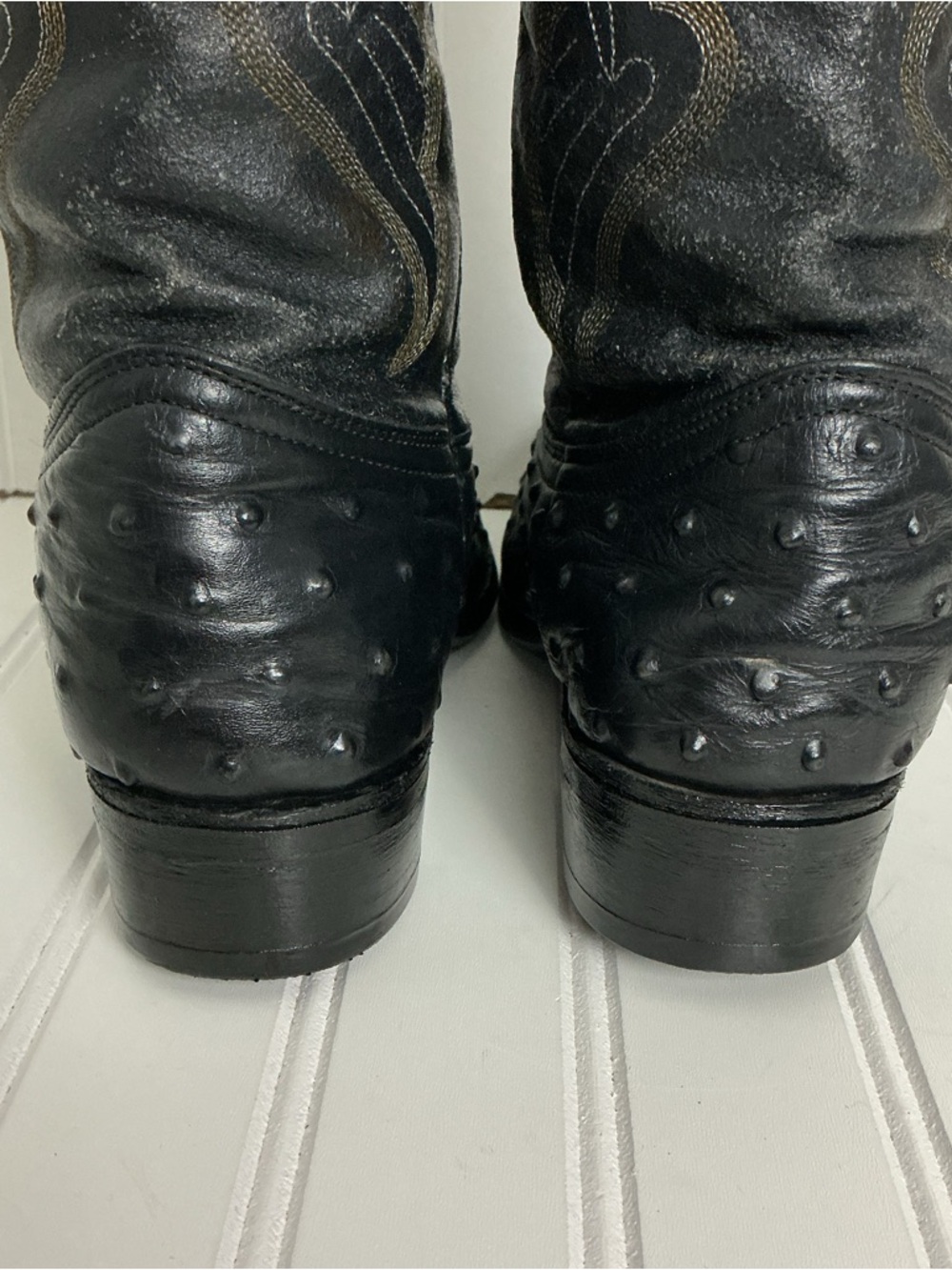 Tierra Blanca Womens USA 7 Mexican 26 Black Leather Vibram Sole Cowboy Boots - Picture 7 of 16